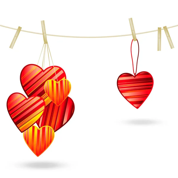 Fond Saint-Valentin avec motifs rayés coeurs, illustration design . — Image vectorielle