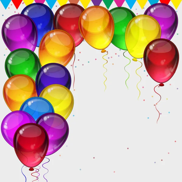Geburtstag Party Hintergrund - bunte festliche Luftballons. — Stockvektor