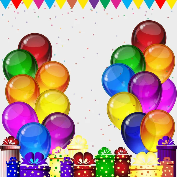 Birthday party background - colorful festive balloons. — Stock Vector