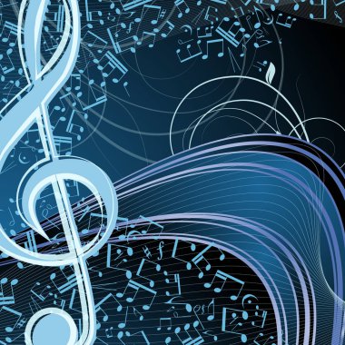 Müzik çiçek arka plan: melodi, notları, anahtar, girdap.