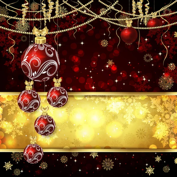 Cartão de Natal com bolas de Natal, decoração de Natal . — Vetor de Stock