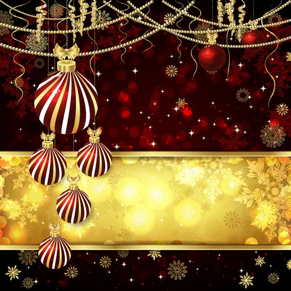 Cartão de Natal com bolas de Natal, decoração de Natal . — Vetor de Stock