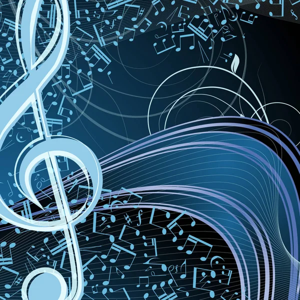 Musik floraler Hintergrund: Melodie, Noten, Tonart, wirbelnd. — Stockvektor