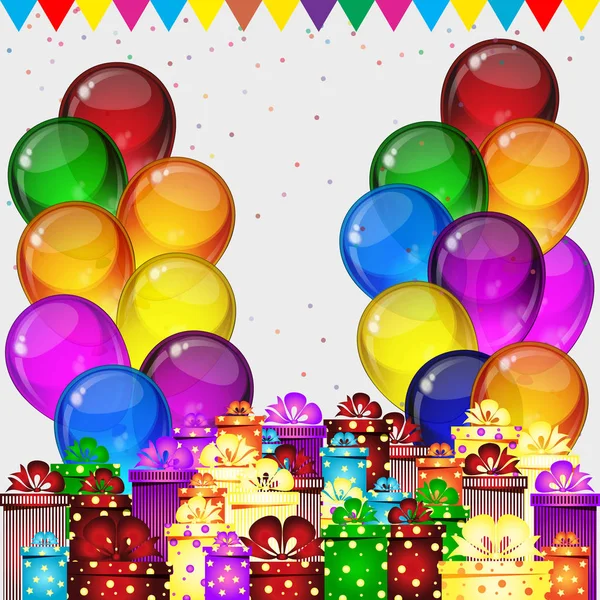 Fundo de festa de aniversário - balões festivos coloridos — Vetor de Stock