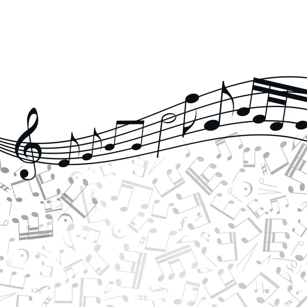 Musik bakgrund: melodi, anteckningar, nyckel. — Stock vektor