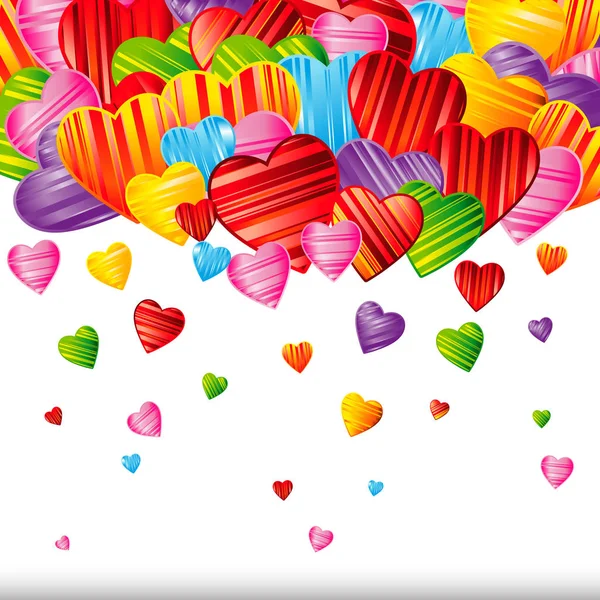 Fondo del día de San Valentín con corazones rayados, ilustración de diseño . — Vector de stock