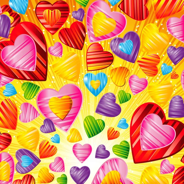 Fondo del día de San Valentín con corazones rayados, ilustración de diseño . — Vector de stock