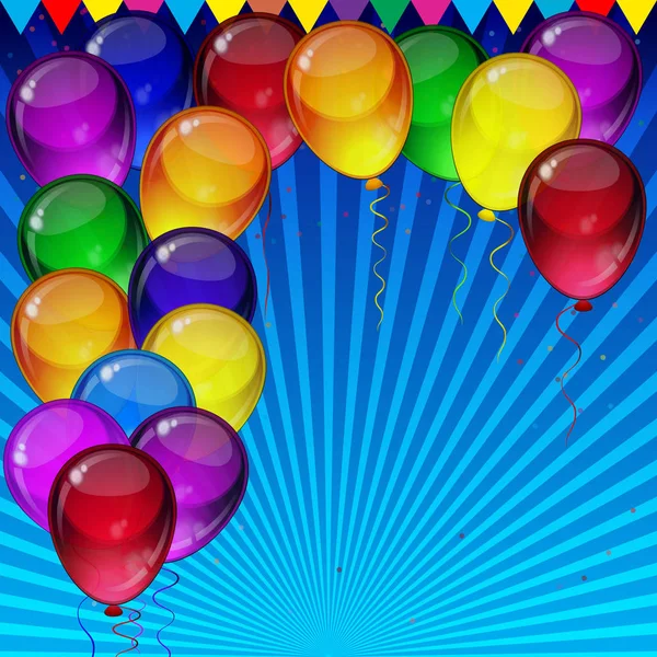 Geburtstag Party Hintergrund - bunte festliche Luftballons. — Stockvektor