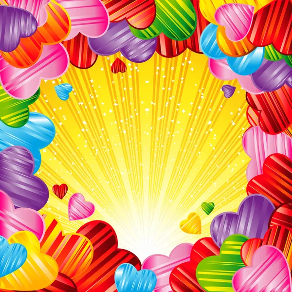 Valentine's day background with striped pattern hearts. — Stock Vector