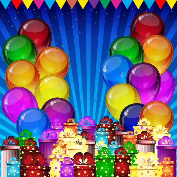 Birthday party background -  colorful festive balloons. — Stock Vector