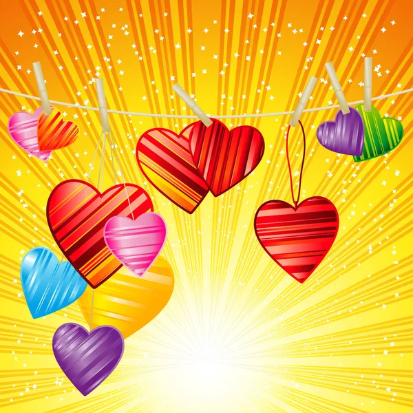 Fond Saint-Valentin avec motifs rayés coeurs . — Image vectorielle