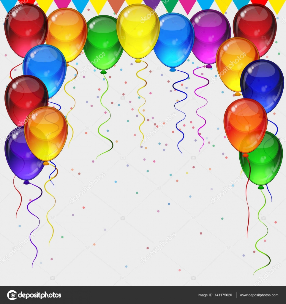 Ruban Avec Des Ballons De Couleur Réaliste Fête D'anniversaire