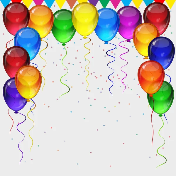 생일 파티 배경-다채로운 축제 풍선. — 스톡 벡터