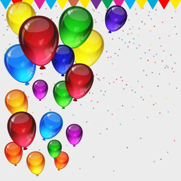 Birthday party background - colorful festive balloons. — Stock Vector