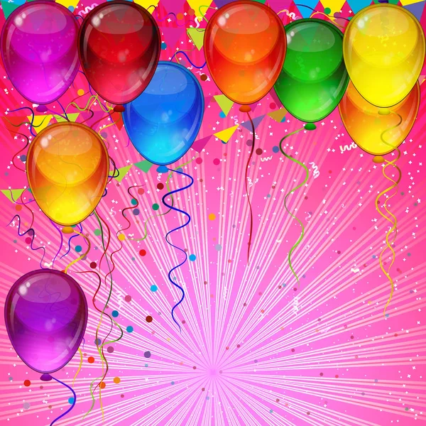 День рождения фон - красочные праздничные воздушные шары . — стоковый вектор