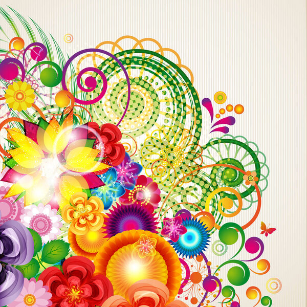 Flowers spring design background, floral pattern.