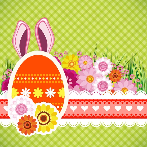 Šťastné Velikonoce pozadí s vejci, uši zajíček. — Stockový vektor