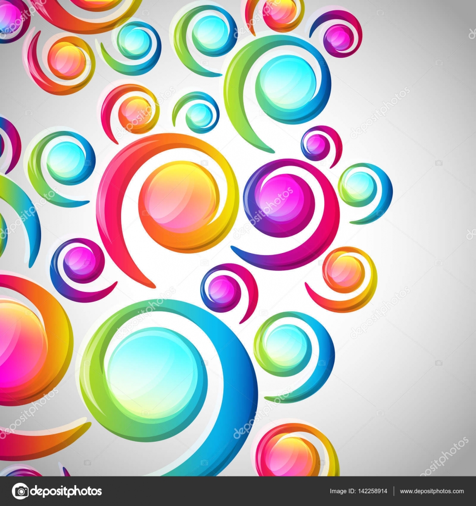 Astratto colorato arco discesa a spirale su sfondo chiaro Cerchi e gli elementi colorati trasparenti design carta Illustrazione di vettore — Vettoriali di