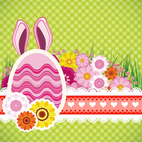 Happy easter background dengan telur, telinga kelinci . - Stok Vektor