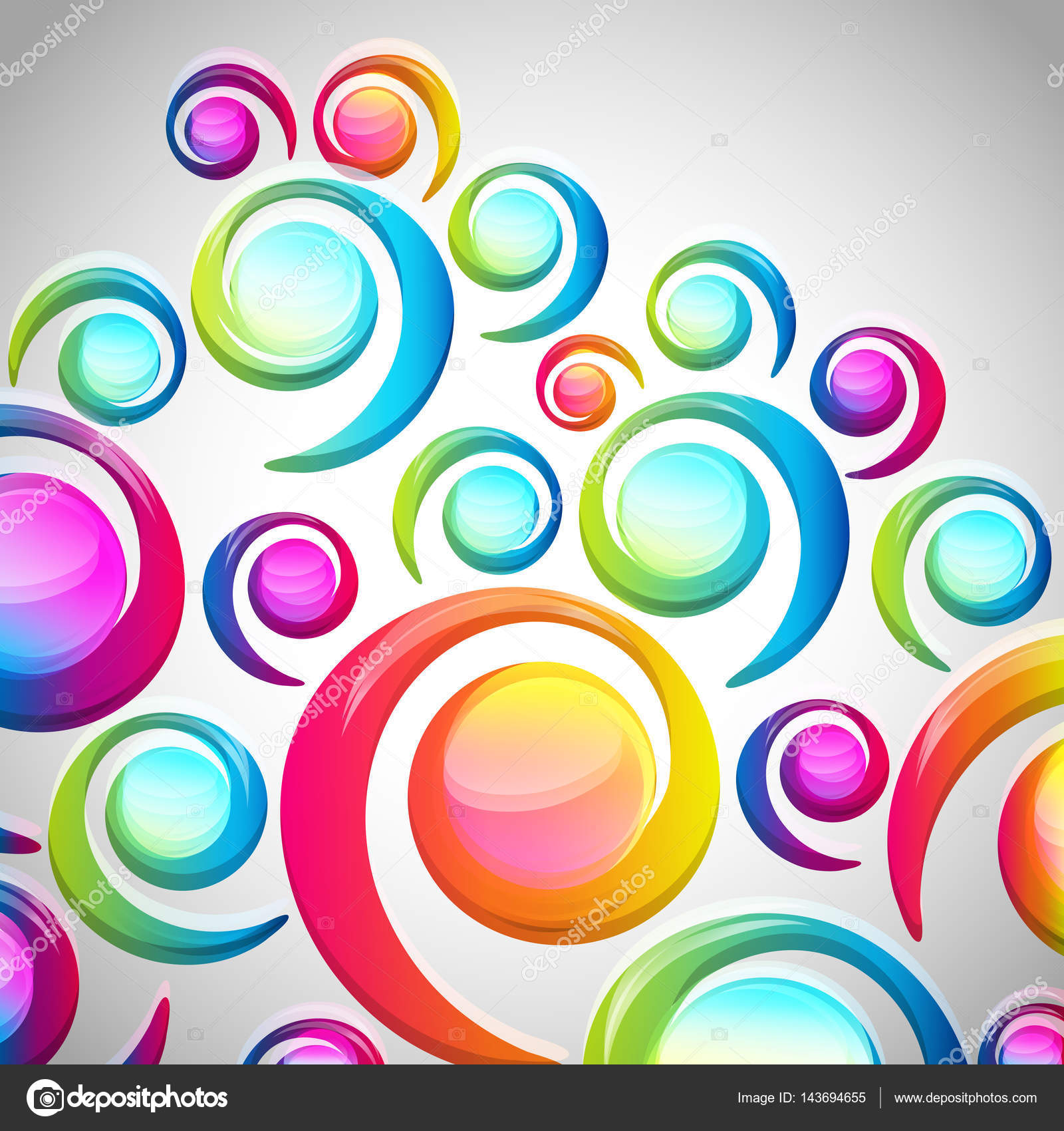 Astratto colorato arco discesa a spirale su sfondo chiaro Cerchi e gli elementi colorati trasparenti design carta Illustrazione di vettore — Vettoriali di