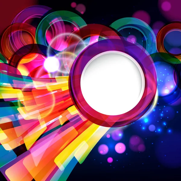 Fondo abstracto colorido con luces desenfocadas bokeh. Banner redondo para su texto . — Vector de stock