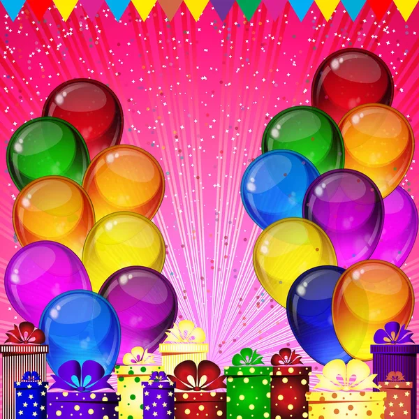 Birthday party vector background - colorful festive balloons. — Stock Vector