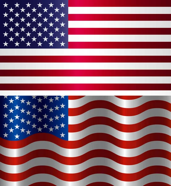 形象的一面美国国旗，象征美国在白色的背景，星星和条纹图. — 图库矢量图片