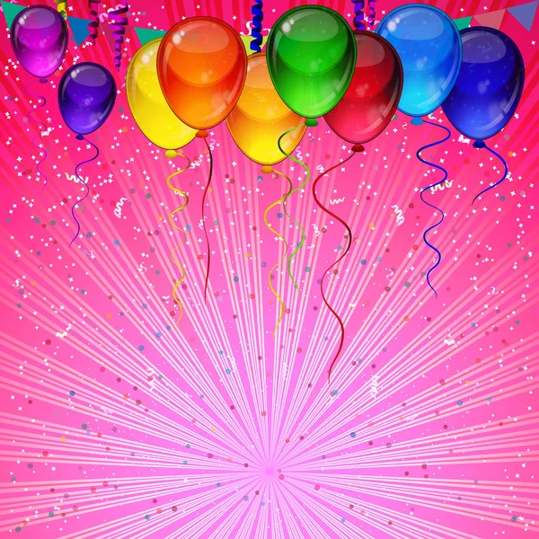 Fondo de fiesta de cumpleaños - globos festivos coloridos . — Vector de stock