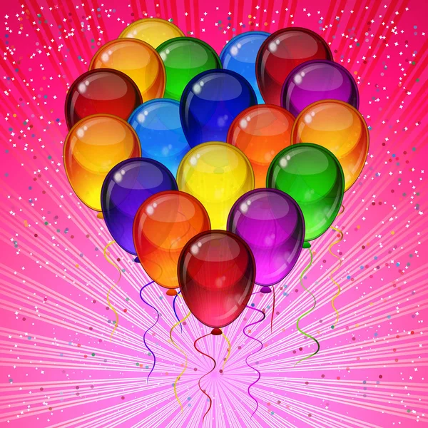 Γενέθλια κόμμα φόντο - πολύχρωμα μπαλόνια εορταστική. — Διανυσματικό Αρχείο