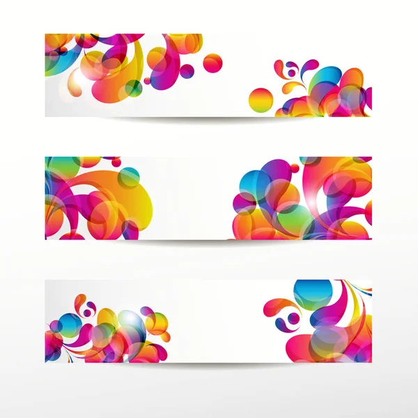 Banderas web abstractas con arco de colores para su diseño www — Archivo Imágenes Vectoriales