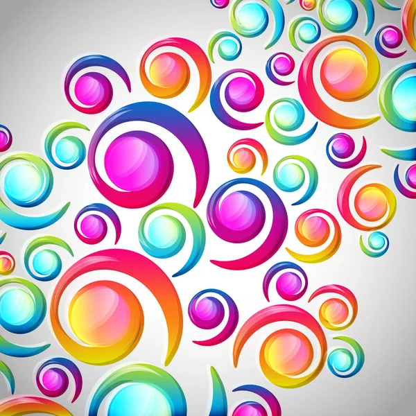 Abstract colorful spiral arc-drop pattern on a light background. — Stock Vector