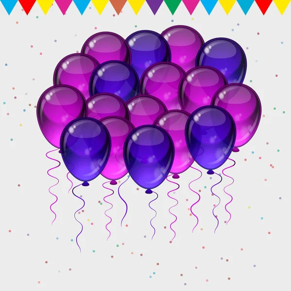 Birthday party background - colorful festive balloons. — Stock Vector