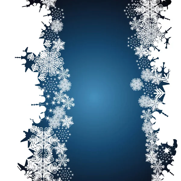 クリスマスボーダー、スノーフレークデザインの背景. — ストックベクタ