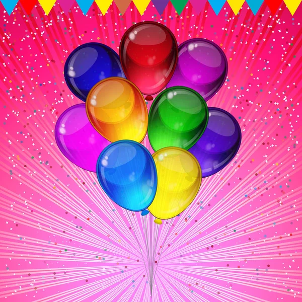Fondo de fiesta de cumpleaños - globos festivos coloridos . — Vector de stock