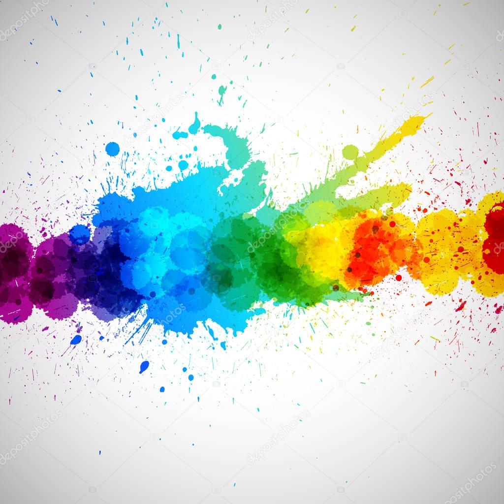 Holi background, abstract colorful splash paint blots. Bright spots and blobs for holiday design poster, card, banner, etc.