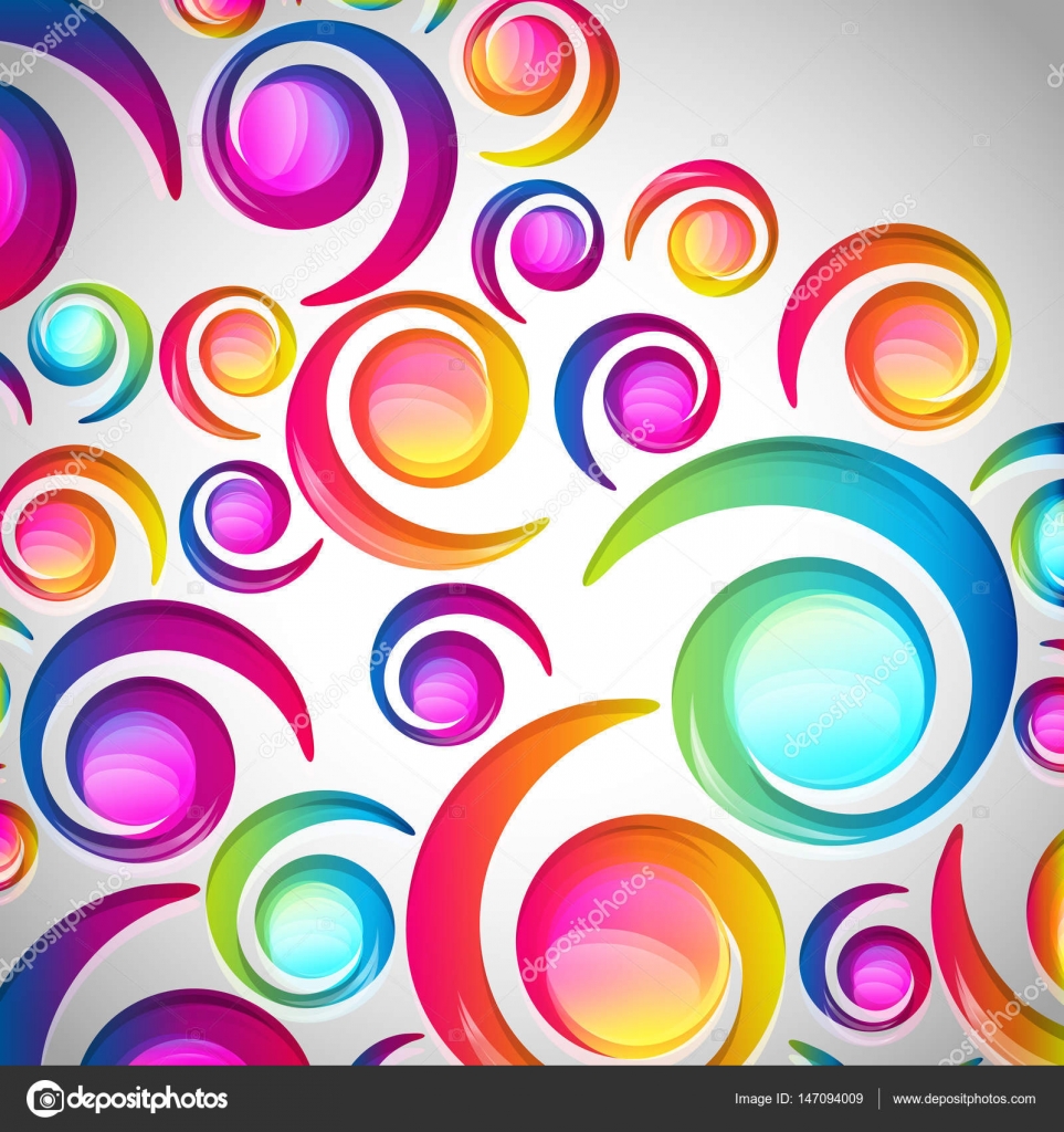 Astratto colorato arco discesa a spirale su sfondo chiaro Cerchi e gli elementi colorati trasparenti design carta Illustrazione di vettore — Vettoriali di