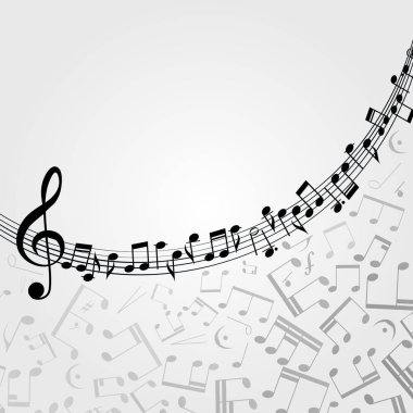 Müzik arka plan: melodi, notları, anahtar.