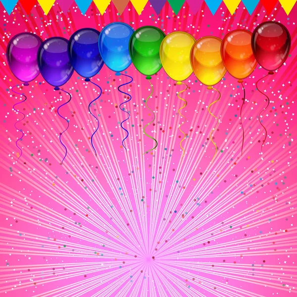 Geburtstag Party Hintergrund - bunte festliche Luftballons. — Stockvektor