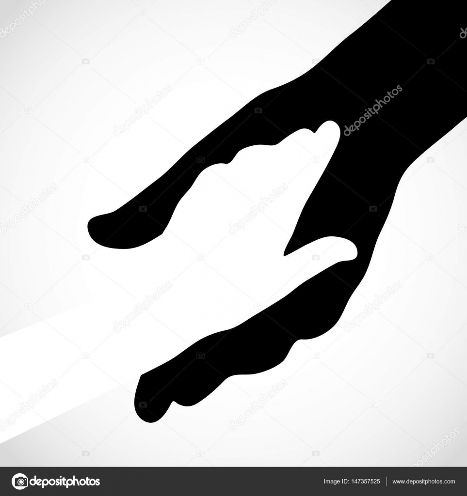Schwarze Farbe große Hand und weiße kleine Hand Konzept. Hilfe Symbol