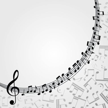 Müzik arka plan: melodi, notları, anahtar.