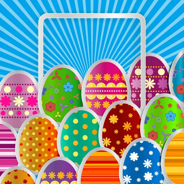 Arka plan Paskalya yumurtaları ile tebrik bahar. — Stok Vektör