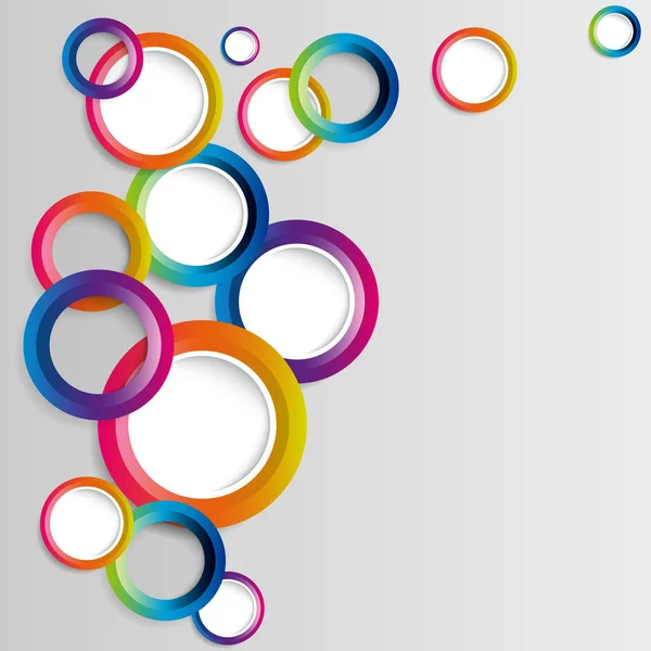 Marco de círculos de aro colorido abstracto sobre un fondo blanco . — Archivo Imágenes Vectoriales