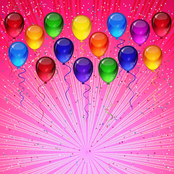 Birthday party vector background - colorful festive balloons. — Stock Vector