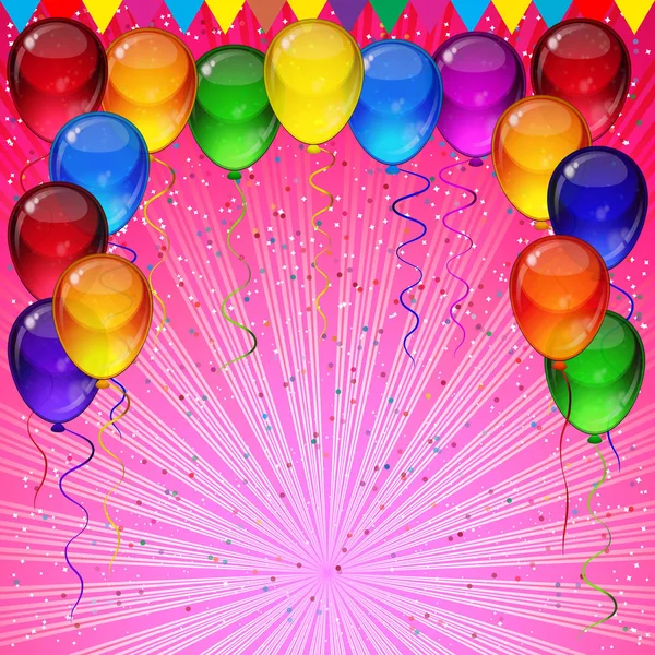 Geburtstagsfeier Vektor Hintergrund - bunte festliche Luftballons. — Stockvektor