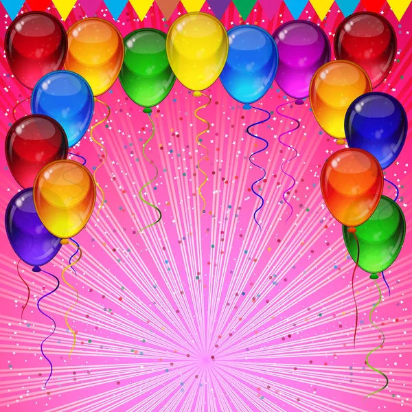 Birthday party vector background - colorful festive balloons. — Stock Vector