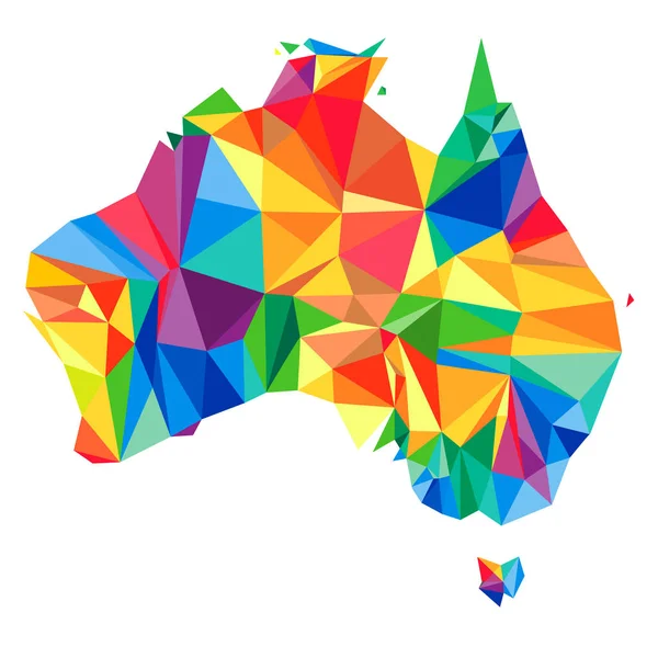 Absztrakt kontinens Ausztrália a háromszögek. Origami-stílus. Sokszögű minta a design. — Stock Vector