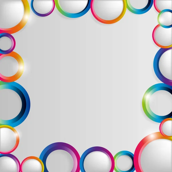 Abstract πολύχρωμο στεφάνι κύκλους καρέ σε ανοιχτόχρωμο φόντο. — Διανυσματικό Αρχείο