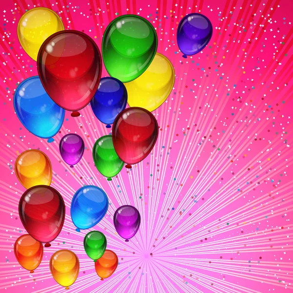 生日聚会矢量背景-五颜六色的节日气球. — 图库矢量图片