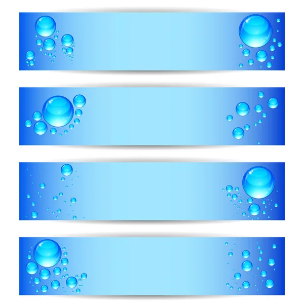 Set banners with clean water bubbles on a blue background — Stock Vector