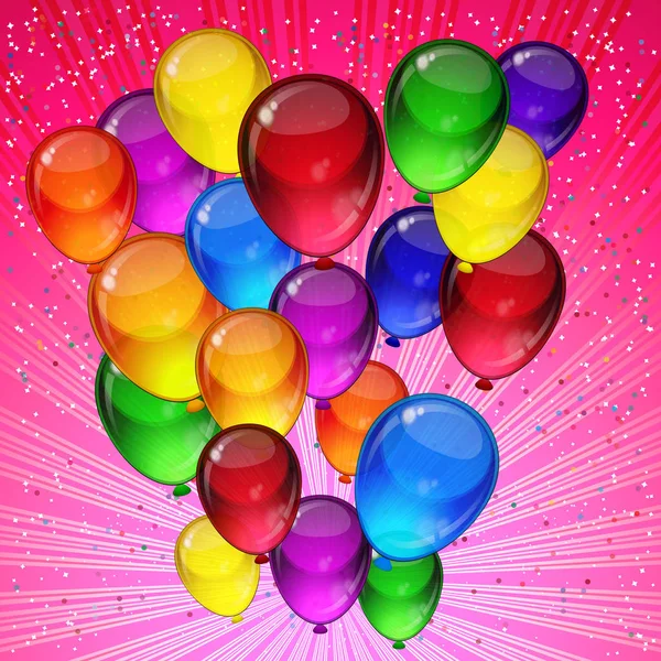 Birthday party background - colorful festive balloons. — Stock Vector